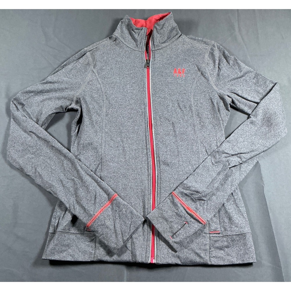 Abercrombie & Fitch Womens Gray Full Zip Athletic Jacket Thumbholes Size S